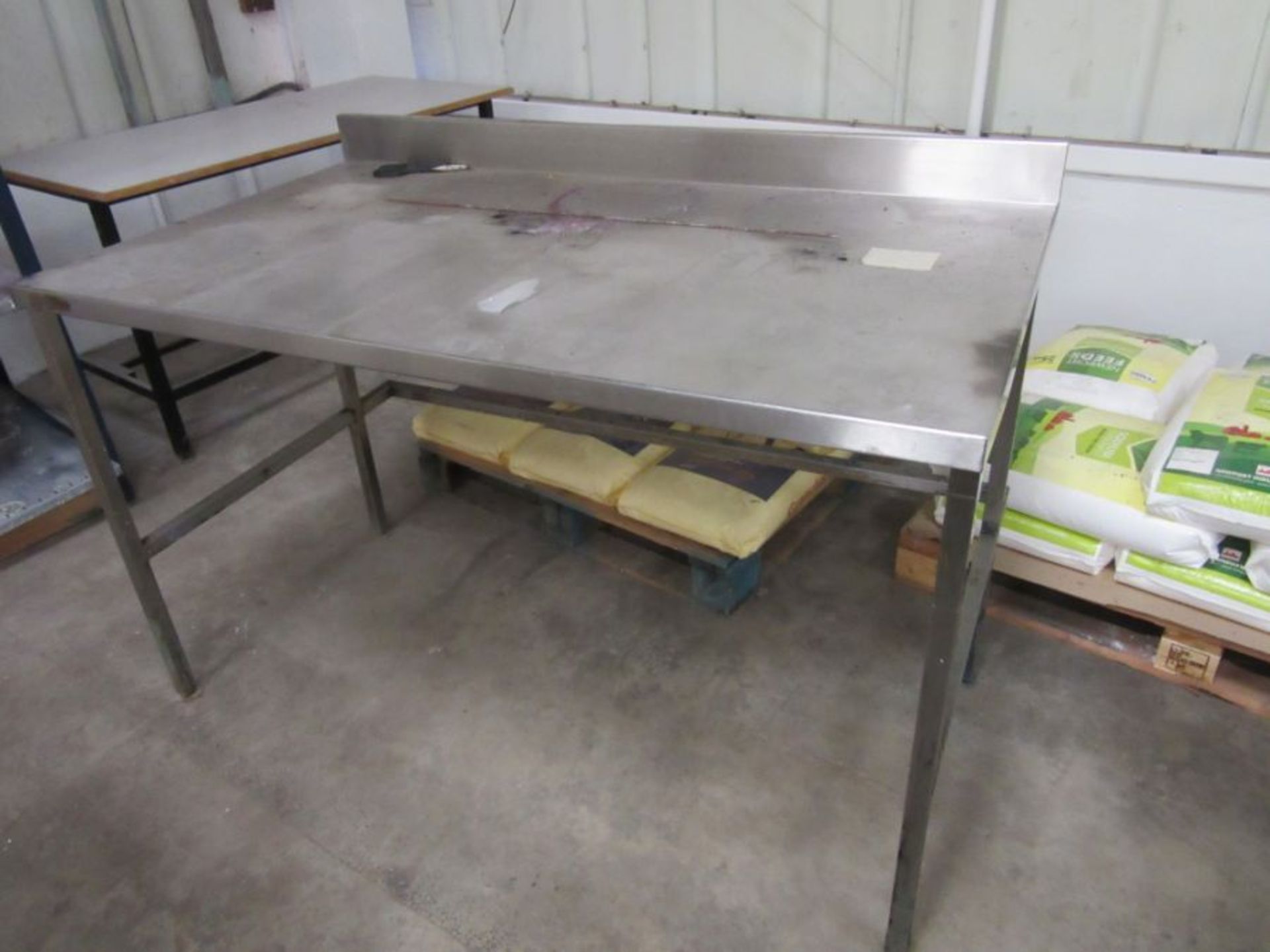 A stainless steel worktable