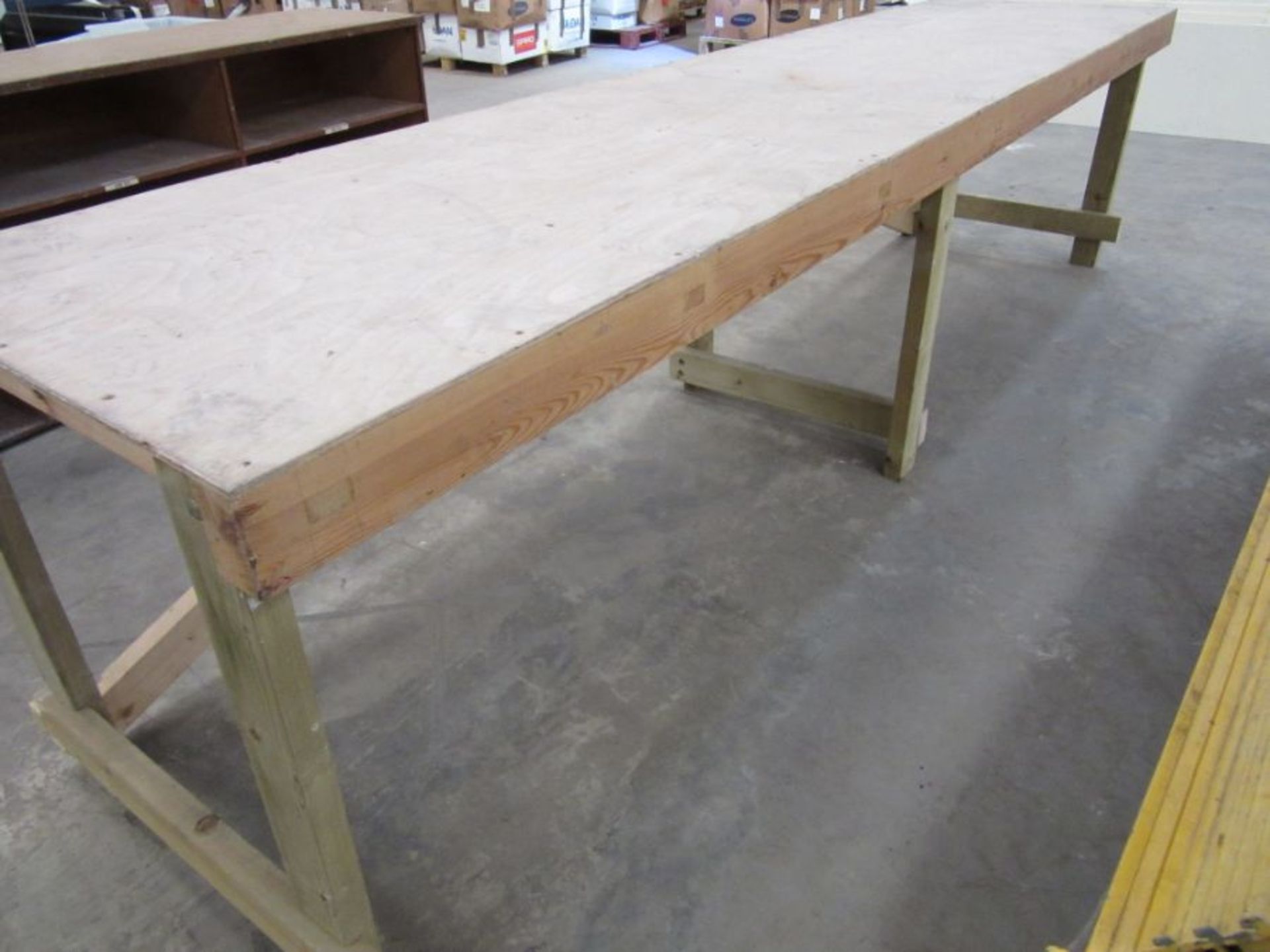 A large industrial wooden workbench - Image 3 of 3