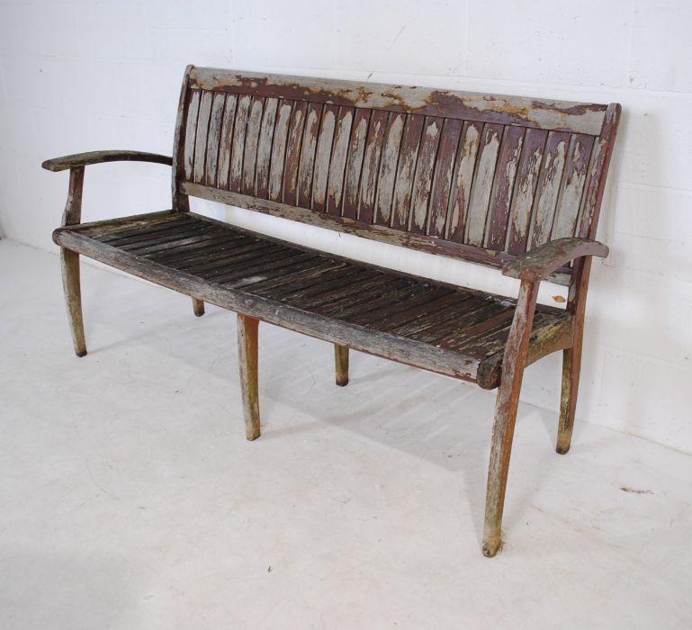 A 'Danish Scancraft Design' weathered wooden garden bench - length 172cm - Image 3 of 5