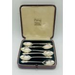 A set of six hallmarked silver coffee spoons