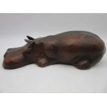 A leather model of a hippo in the manner of Liberty, length 30cm