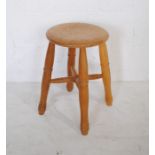 A vintage four legged stool marked 'Chapel House Furniture' - height 46cm