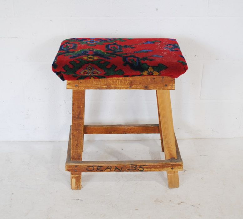 A vintage industrial wooden stool - height 65cm