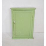 A green painted pine cupboard - length 65cm, depth 32cm, height 92cm