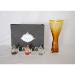 A boxed Balmoral collection of three glass paperweights (box A/F) along with a glass vase