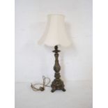An ecclesiastical style electric table lamp - total height 82cm