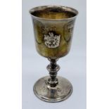 A hallmarked silver goblet "To commemorate the 600th Anniversary of the granting of the first