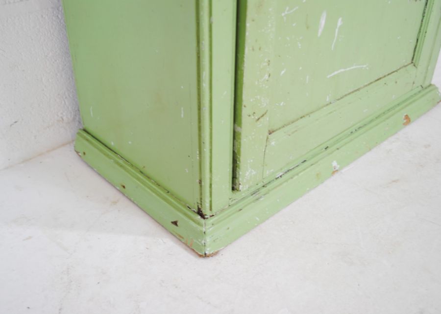 A green painted pine cupboard - length 65cm, depth 32cm, height 92cm - Image 4 of 5