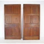 Two stained pine panelled doors - width 98cm, height 207cm
