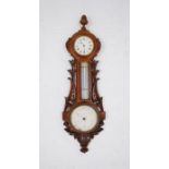 A Victorian carved oak wall barometer named to 'John Canova, Halesworth' (A/F)