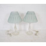 A pair of glass table lamps