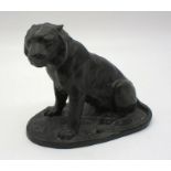 A bronze of a tiger with indistinct signature to base, height approximately 17cm.