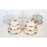 Five cake stands including two Royal Albert, Old Country Rose etc