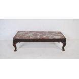 A low marble top coffee table raised on cabriole legs - marble A/F - length 95cm