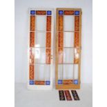 A pair of pine French doors with stained glass - three panels loose but present, A/F - length