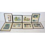 A collection of eight framed watercolours by local artist Sue Warren, subjects include Bradpole,