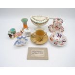 A quantity of various ceramics including a small Shelley vase, Goss cup and saucer etc.