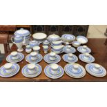 A Wedgwood Ulander part dinner service in powder blue including teapot, coffee pot, sugar bowl,