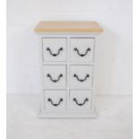 A small part painted pine chest of six drawers - length 42cm, depth 34cm, height 64cm