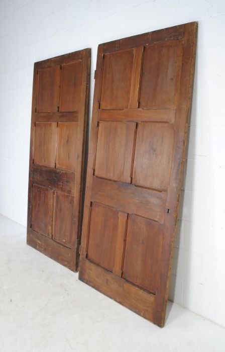Two stained pine panelled doors - width 98cm, height 207cm - Image 3 of 3
