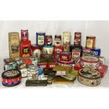 A large collection of vintage tins including Cadbury, Rowntree, Huntley & Palmer etc.