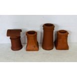 A collection of various sized terracotta chimney pots - tallest 62cm