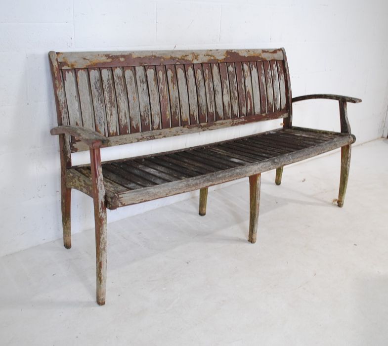 A 'Danish Scancraft Design' weathered wooden garden bench - length 172cm - Image 2 of 5