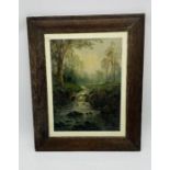 A framed oil on board painting of a stream signed to the bottom left corner, Adolphus Knell (