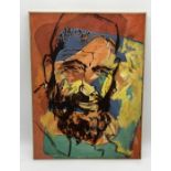 An acrylic on canvas signed Alistair Crawford showing a bearded gentleman - 62cm x 47cm