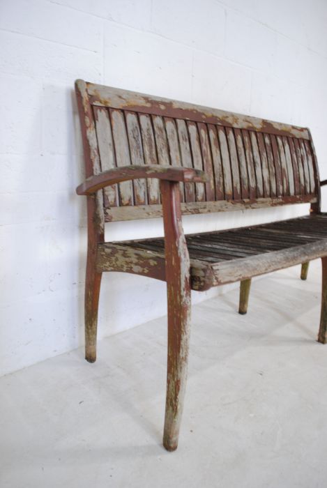 A 'Danish Scancraft Design' weathered wooden garden bench - length 172cm - Image 4 of 5