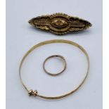 A 9ct gold child's bracelet along with a child's 9ct (tested) ring and a Victorian 9ct gold