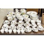 A large collection of Royal Worcester Evesham pattern including tureens, hors d'oeuvres plate,