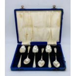 A cased set of hallmarked silver spoons