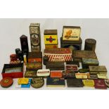 A collection of vintage tins including Flexolite, John Player, Peek Greans Cheeselets, Metal Polish,