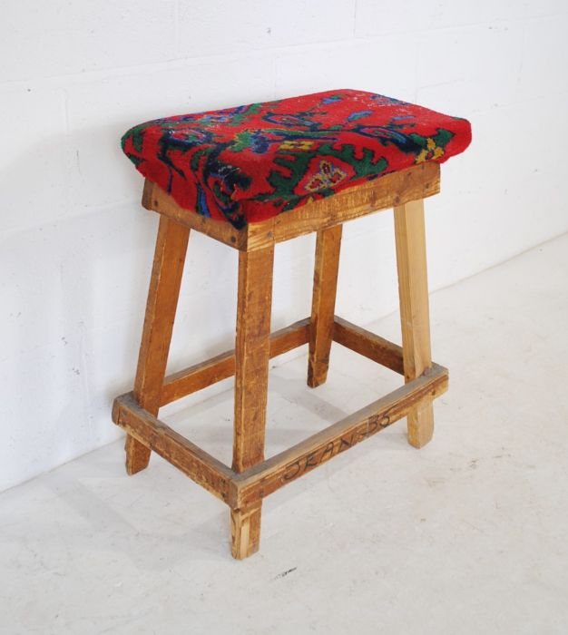 A vintage industrial wooden stool - height 65cm - Image 2 of 4