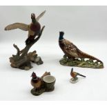 A collection of Pheasant ornaments including Beswick model 1225, The Ring-Necked Pheasant by The