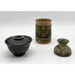 A small studio pottery vase by Andrew Hague along with Boscastle Pottery vase and one other