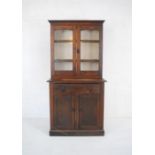 An oak display cabinet with cupboard under - length 92cm, depth 43cm, height 183cm