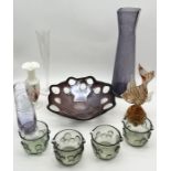 A collection of various art glass including a Caithness vase signed AJW '87 (possibly Andrew