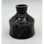 A small blue and green salt glaze vase by Jane Hamlyn - Height 8cm