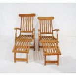 Two folding wooden garden steamer chairs - one A/F