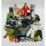 A collection of three Action Men (all A/F, two dated 1964 Palitoy), along with a selection of Action