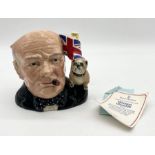 A Royal Doulton large character jug of Winston Churchill D6907 with certificate