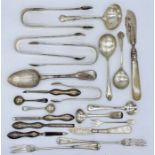 A collection of hallmarked silver cutlery along with various silver handled items, approx. weight of