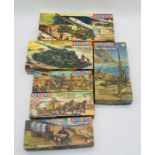 A collection of six boxed vintage Adams Action Models plastic construction kits including "Honest