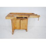 An Sjobergs wooden workbench, made in Broderna, Stockaryd, Sweden - length 138cm, depth 76cm, height