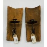 A pair of wall hanging candle sconces formed of French tiles - Overall height 36cm