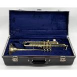 A cased Amati Kraslice ATR 201 trumpet with mouthpiece