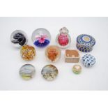 A small quantity of glass paperweights and trinket boxes etc.