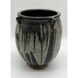 A large studio pottery urn by Trevor Corser with four small handles to rim and impressed marks to